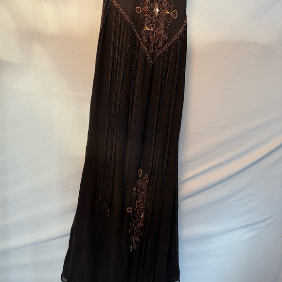 EUC Cache Silk Beaded Maxi Dress | Size 4 | Black Bronze Boho - Picture 10 of 14